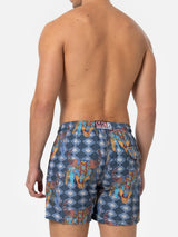 Klassische Badeshorts für Herren Gustavia mit Büffel-Print