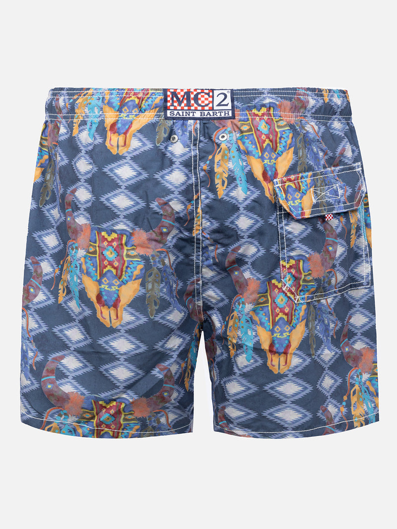 Klassische Badeshorts für Herren Gustavia mit Büffel-Print