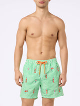 Man mid-length striped Gustavia swim-shorts with Aperol Spritz embroidery | APEROL SPECIAL EDITION