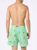 Man mid-length striped Gustavia swim-shorts with Aperol Spritz embroidery | APEROL SPECIAL EDITION