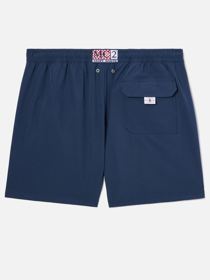Gustavia blue swim shorts with Cigarette embroidery | Special Edition