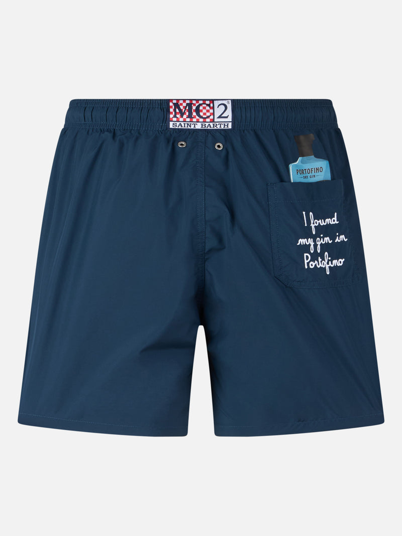 Man mid-length Gustavia swim shorts with Portofino Gin embroidery | PORTOFINO GIN SPECIAL EDITION