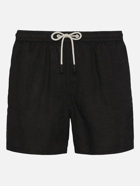 Costume mare lunghezza media Gustavia in lino nero