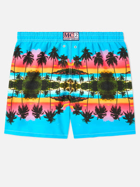 Bañador corto con estampado placement de paisaje de palmeras Gustavia | Special Edition 