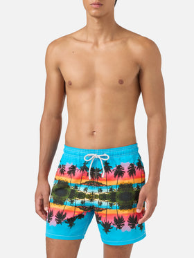 Gustavia palm landscape placed print swim shorts | Special Edition