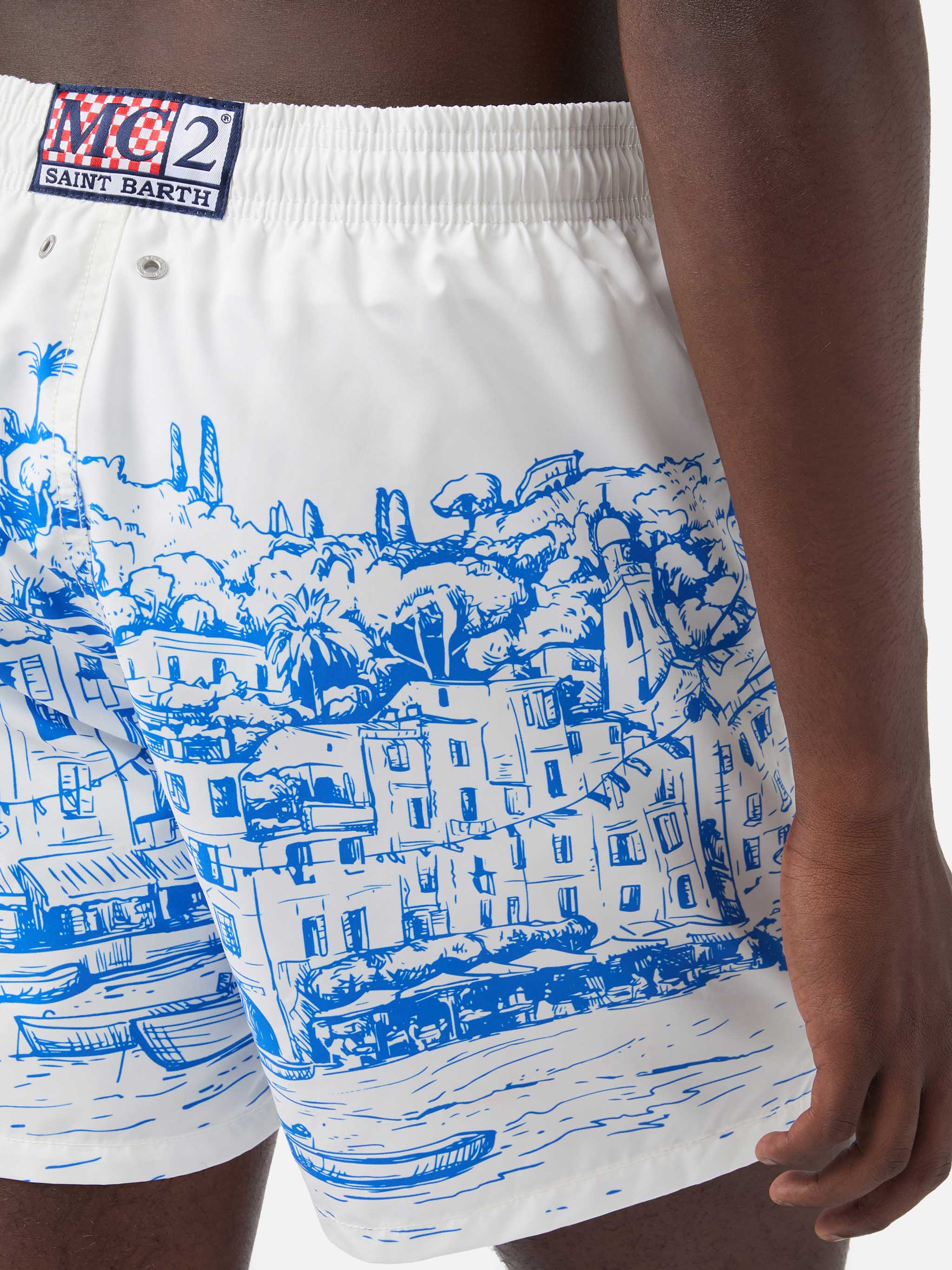 Man Gustavia Mid-Length Swim Shorts | Portofino Piazzetta Placed