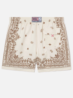 Costume mare Gustavia beige con stampa bandana