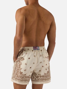 Costume mare Gustavia beige con stampa bandana