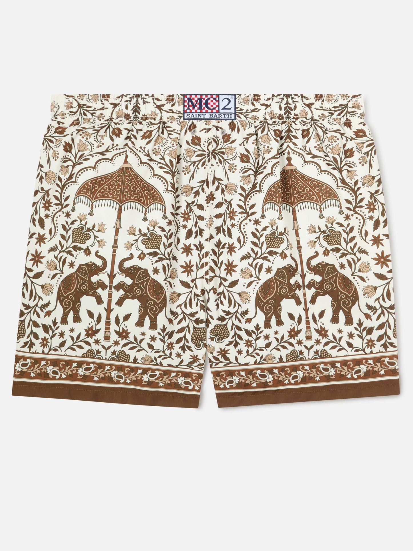 Gustavia Badeshorts mit platziertem ornamentalem Print in Braun 