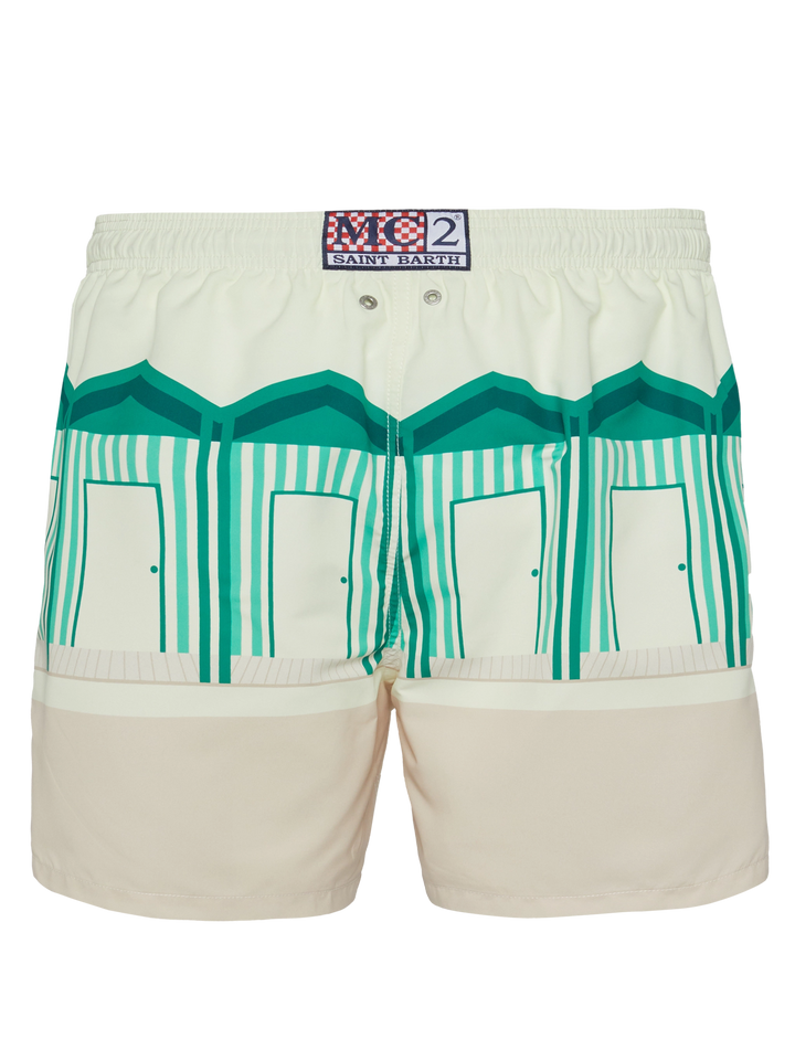 Mid-length Gustavia swim-shorts with Forte dei Marmi postcard placed print - MC2 Saint Barth