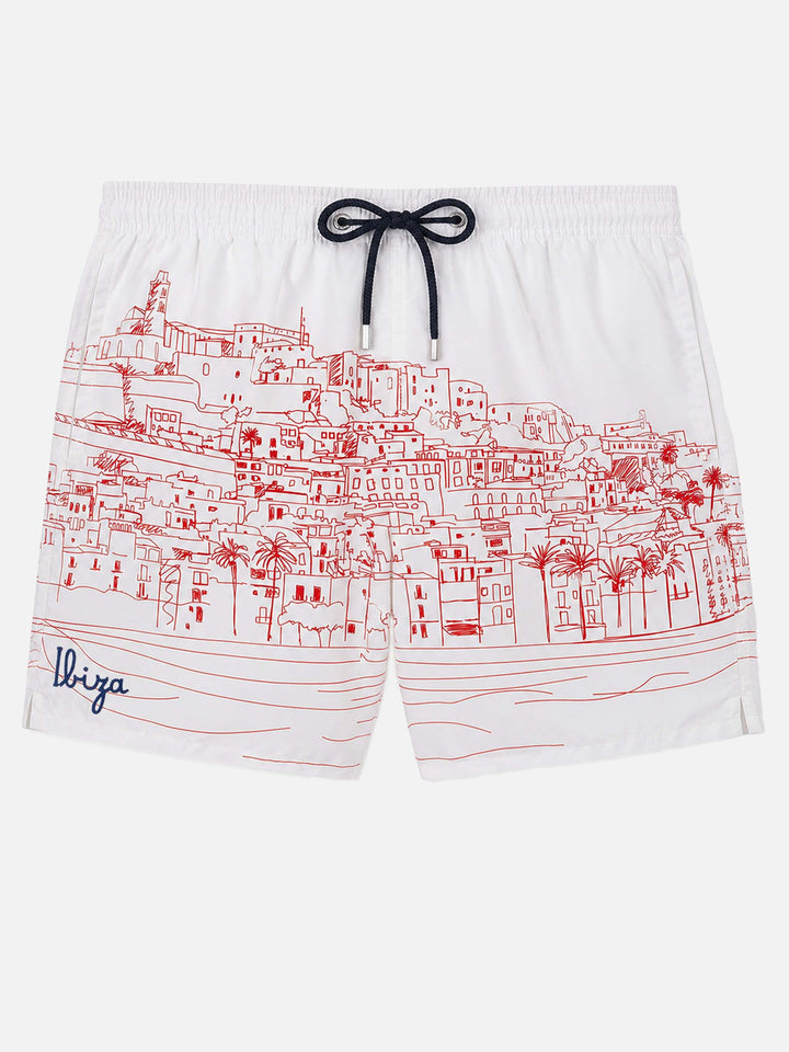 Bañador corto de largo medio Gustavia con estampado localizado Ibiza 