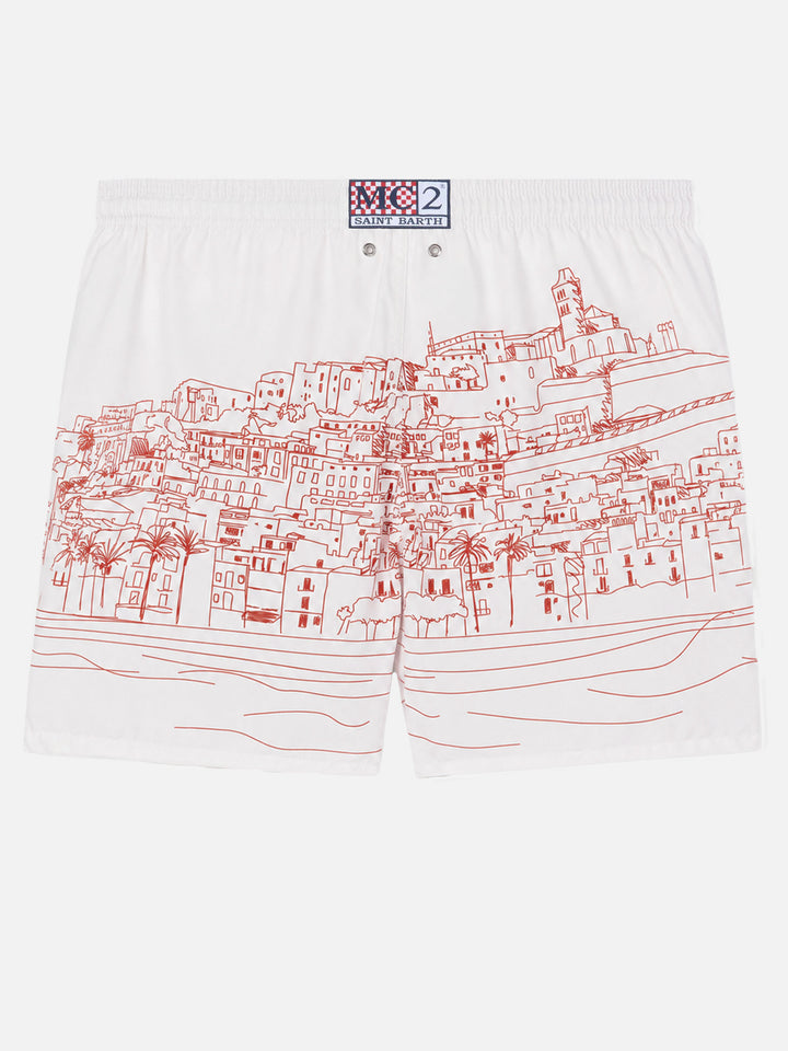 Bañador corto de largo medio Gustavia con estampado localizado Ibiza 