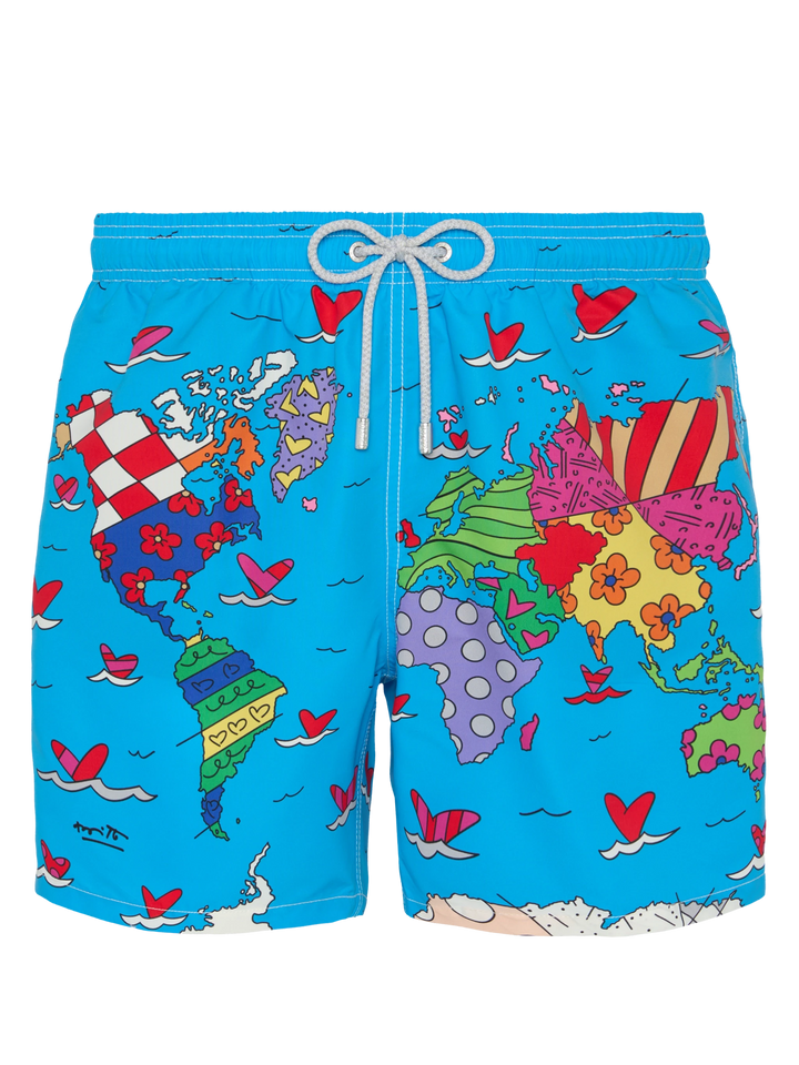 Mid-length Gustavia swim-shorts with Britto world placed print| BRITTO SPECIAL EDITION - MC2 Saint Barth
