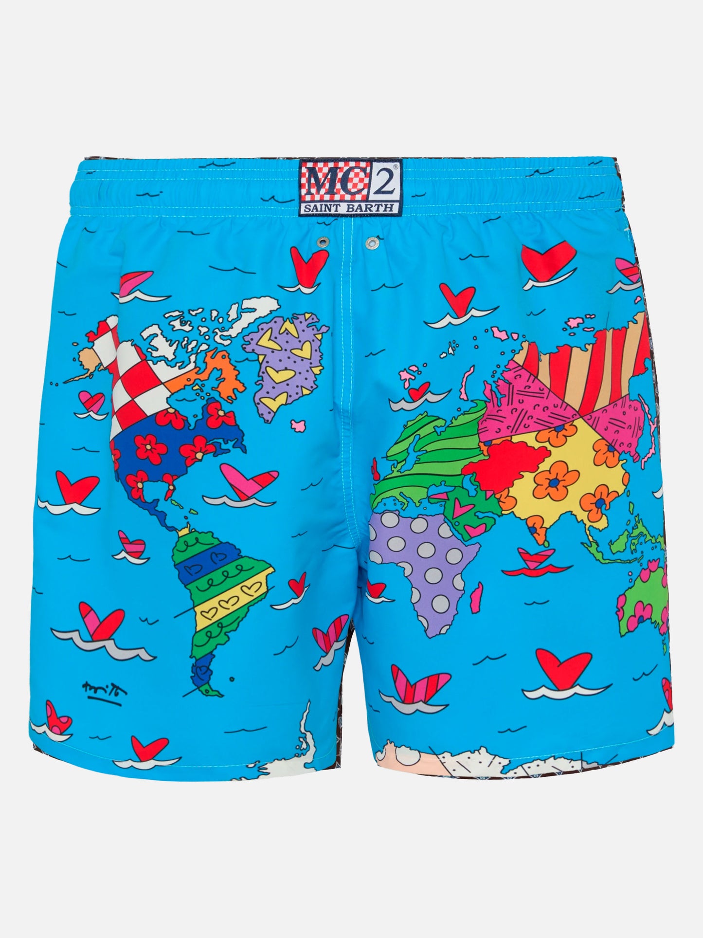 Mid-length Gustavia swim-shorts with Britto world placed print| BRITTO SPECIAL EDITION