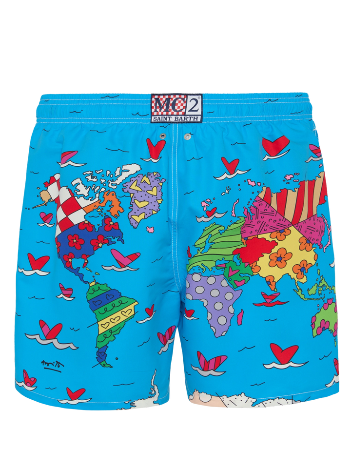 Mid-length Gustavia swim-shorts with Britto world placed print| BRITTO SPECIAL EDITION - MC2 Saint Barth