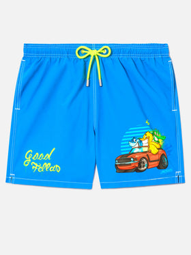 Short de bain Gustavia vert Cryptopuppets Good Fellas à imprimé placé | Édition Spéciale 