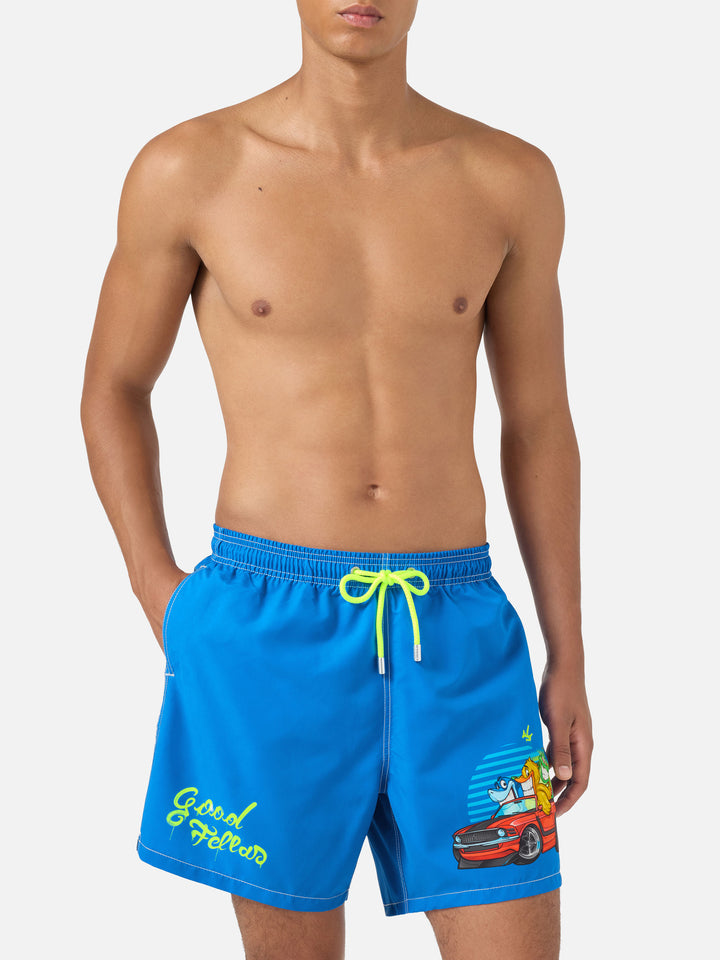 Gustavia grüne Cryptopuppets Good Fellas Swimshorts mit platziertem Print | Special Edition 