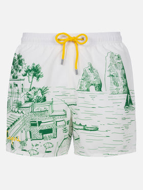 Costume da bagno da uomo Gustavia lunghezza media con stampa piazzata Capri