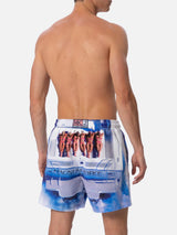 Man mid-length Gustavia swim-shorts with  placed print| MAGNUM MARINE SPECIAL EDITION