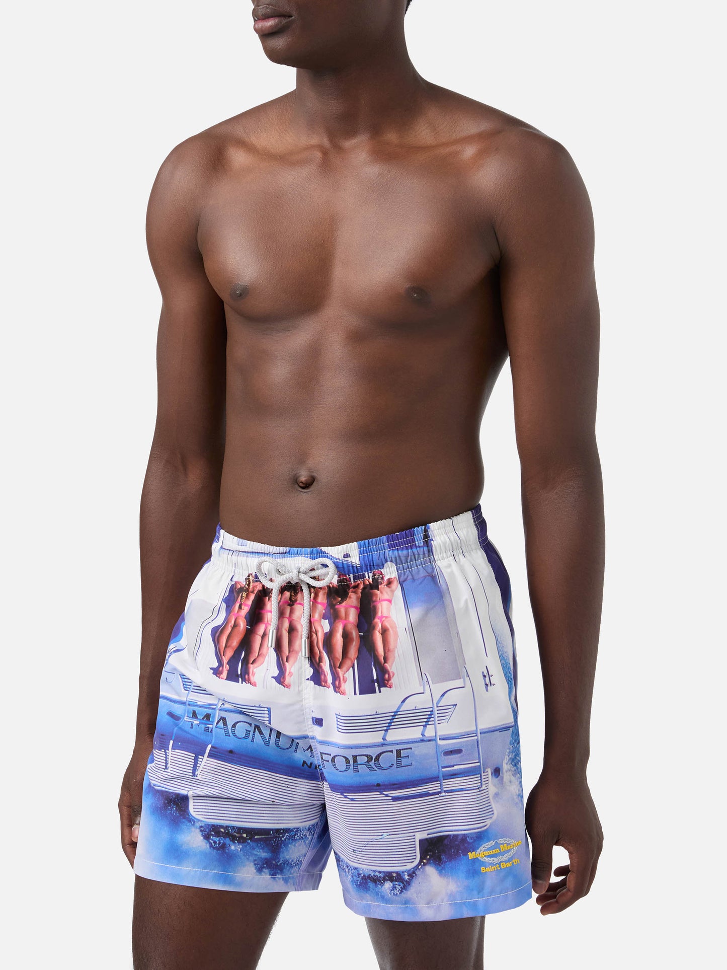 Gustavia white Magnum Marine placed print swim shorts | Special Edition
