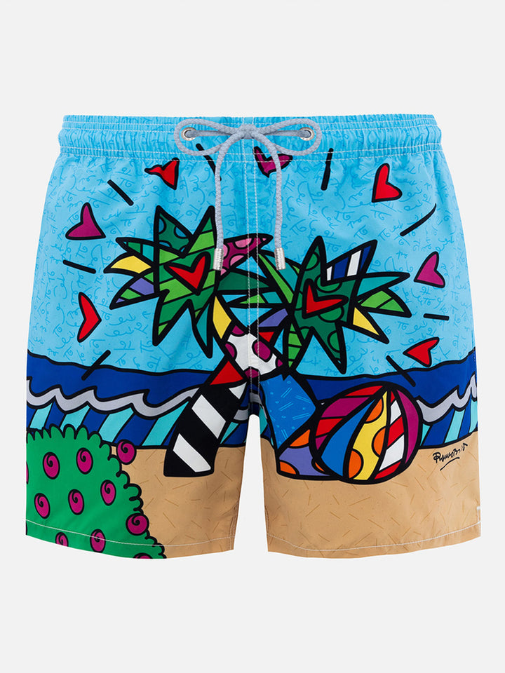 Mittellange Badeshorts Gustavia für Herren mit platziertem Aufdruck von Britto Design | ©BRITTO SPECIAL EDITION