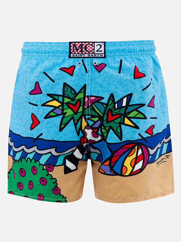 Mittellange Badeshorts Gustavia für Herren mit platziertem Aufdruck von Britto Design | ©BRITTO SPECIAL EDITION