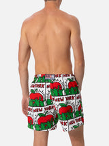 Man mid-length Gustavia swim-shorts with Keith Haring design placed print| KEITH HARING SPECIAL EDITION