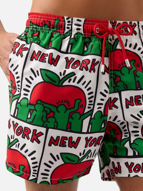 Gustavia white Keith Haring NY placed print swim shorts | Special Edition