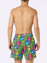 Man mid-length Gustavia swim-shorts with Keith Haring design placed print| KEITH HARING SPECIAL EDITION