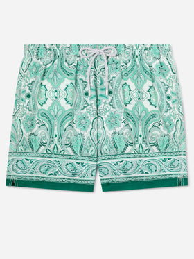 Gustavia-Badeshorts mit grünem Paisley-Print 