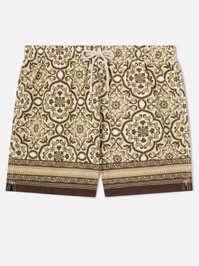Costume mare Gustavia con stampa ornamentale marrone