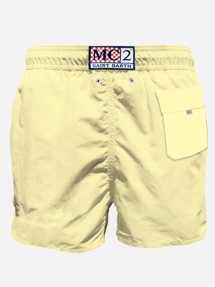 Costume da bagno giallo pastello da uomo con taschino