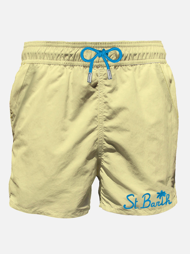 Costume da bagno giallo pastello da uomo con taschino