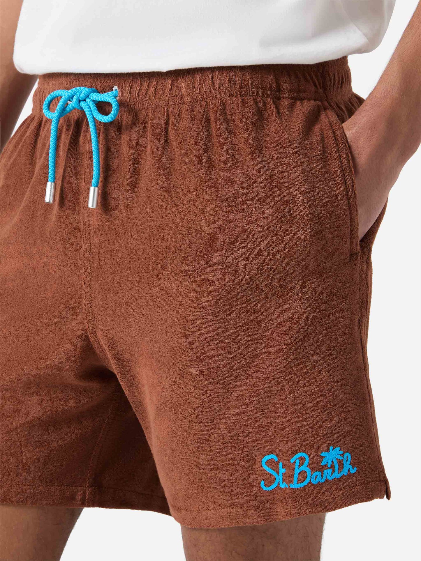 Gustavia Frottee-Badeshorts in Braun