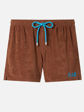 Gustavia Frottee-Badeshorts in Braun