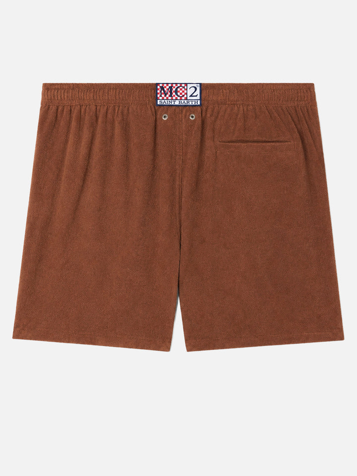 Gustavia terry swim shorts in brown