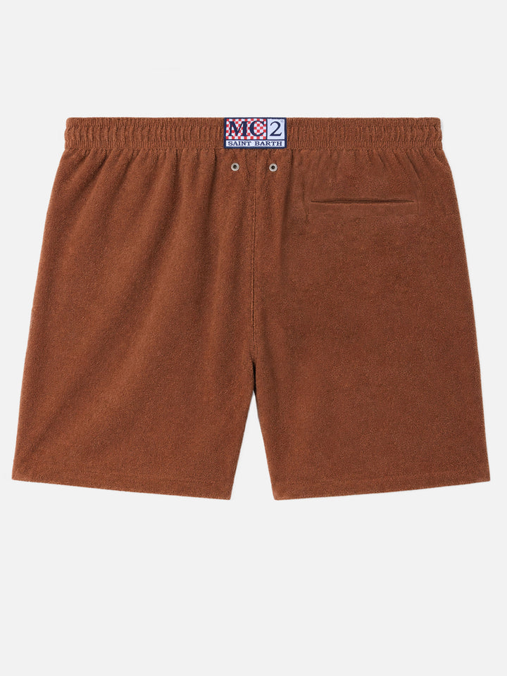 Gustavia terry swim shorts in brown