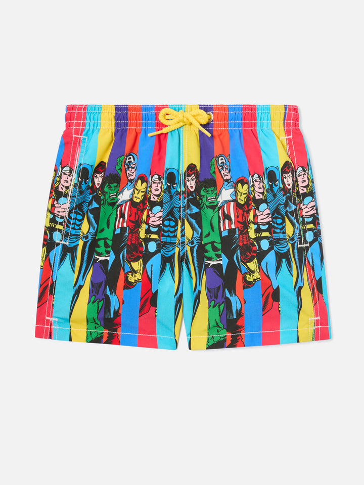 Costume da bagno medio da bambino Haiti con stampa piazzata dei supereroi Marvel | EDIZIONE SPECIALE MARVEL