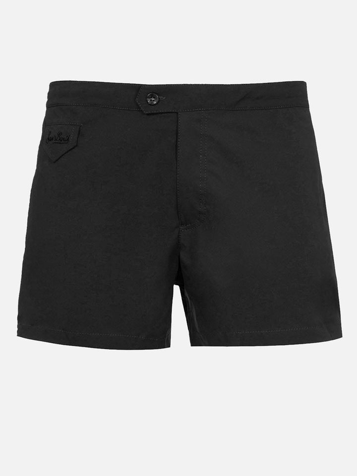 Man black fitted cut swim shorts Harrys