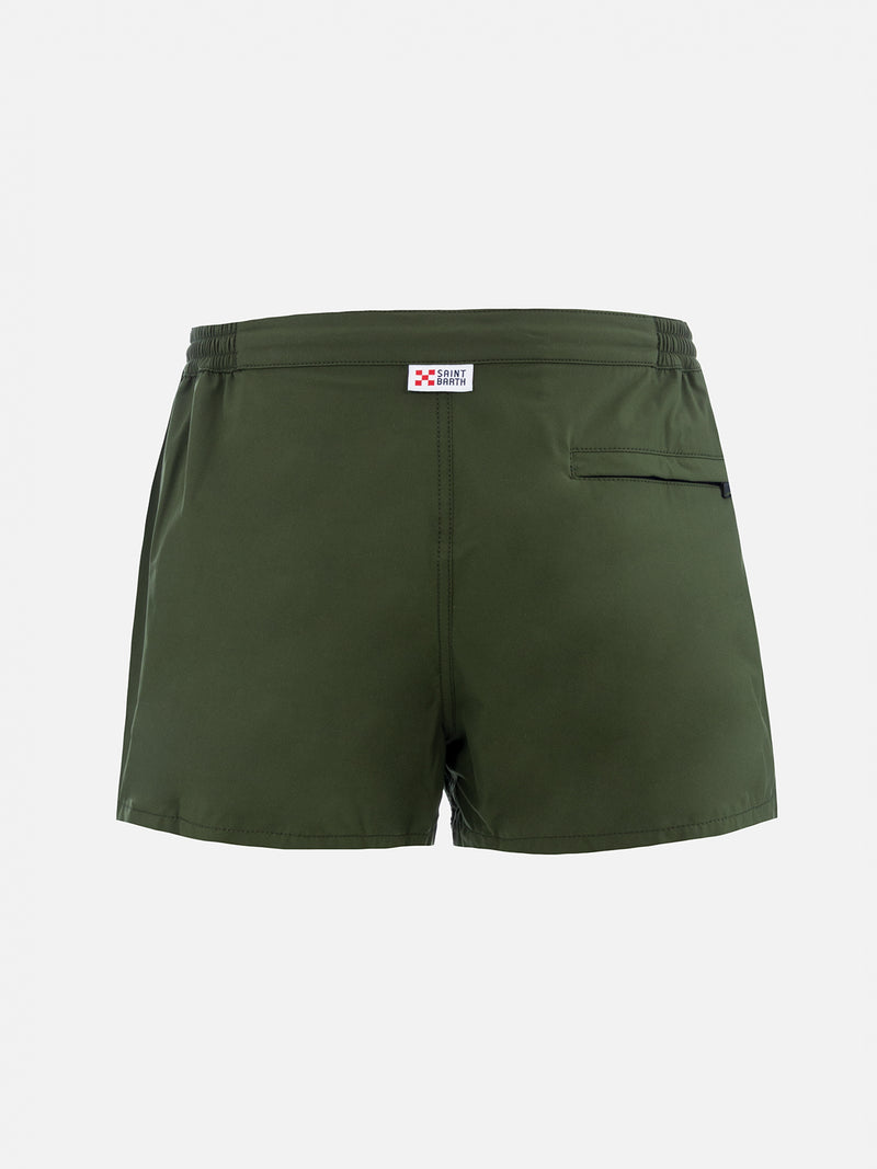 Man military green fitted cut swim shorts Harrys