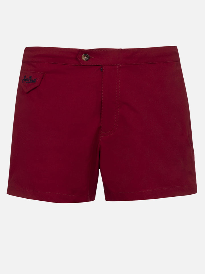 Burgunderrote, tailliert geschnittene Badeshorts für Herren von Harrys