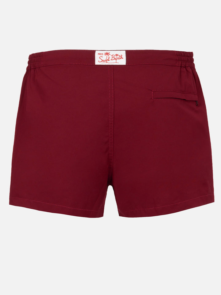Burgunderrote, tailliert geschnittene Badeshorts für Herren von Harrys