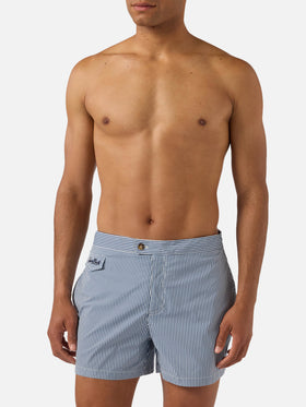 Harrys striped swim shorts in blue and white