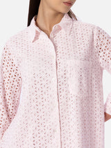 Woman pink Sangallo shirt mini dress