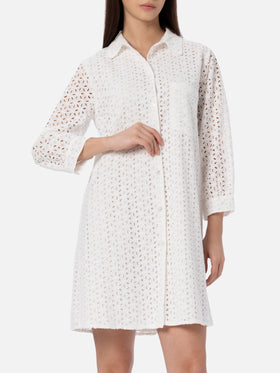 Abito mini da donna in Sangallo bianco