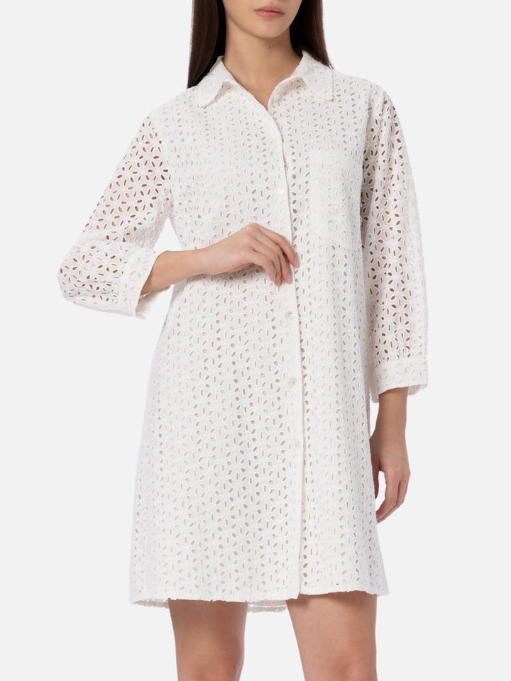 Abito mini da donna in Sangallo bianco