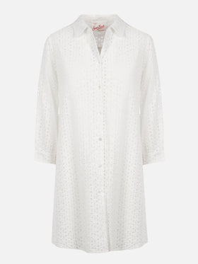Abito mini da donna in Sangallo bianco