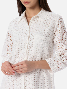 Abito mini da donna in Sangallo bianco