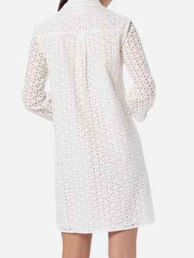 Abito mini da donna in Sangallo bianco