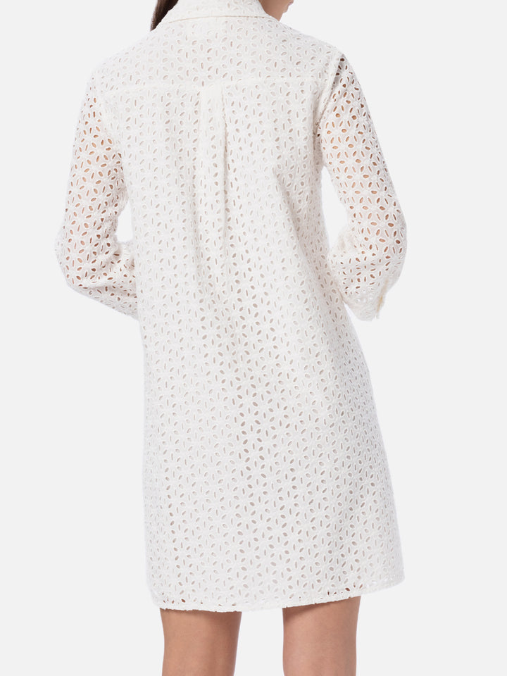 Abito mini da donna in Sangallo bianco